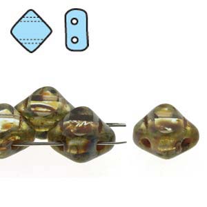 Table Cut Alexandrite Picasso 6mm 2 Hole Czech Silky Beads