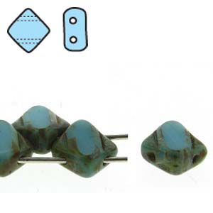 Table Cut Turquoise Picasso 6mm 2 Hole Czech Silky Beads