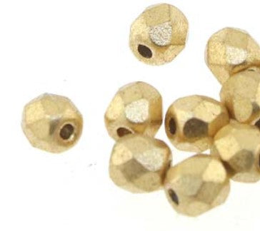 3MM Bronze Pale Gold Czech Glass Fire Polished Beads