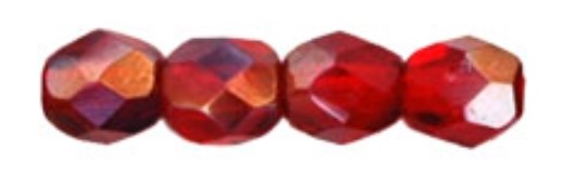 3MM Siam Ruby Twilight Czech Glass Fire Polished Beads