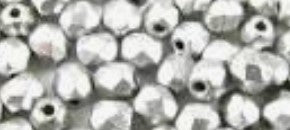 3MM Aluminum Silver Czech Glass Fire Polished Beads