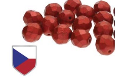 4MM Chalk Lava Red Czech Shield Czech Glass Fire Polished Beads