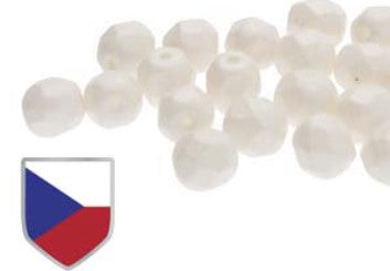 4MM Pearl Shine White Czech Shield Czech Glass Fire Polished Beads