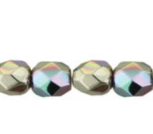 4MM Nickel Plated AB Czech Glass Fire Polished Beads