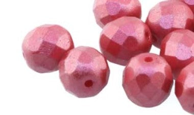 4MM Pastel Dark Coral Czech Glass Fire Polished Beads