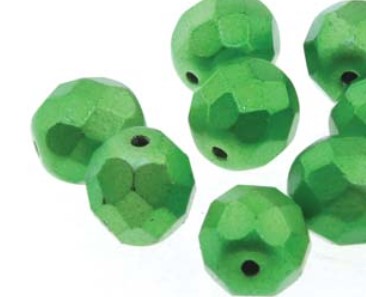 4MM Metalust Apple Green Czech Glass Fire Polished Beads
