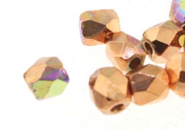 4MM Copper Plate AB Czech Glass Fire Polished Beads