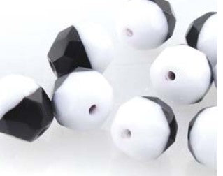 4MM Duet Black/White Czech Glass Fire Polished Beads