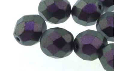 4MM Polychrome Black Raspberry Czech Glass Fire Polished Beads