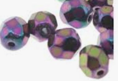 4MM Purple Iris Czech Glass Fire Polished Beads