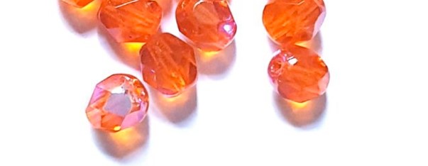 4MM Transparent Orange AB Czech Glass Fire Polished Beads