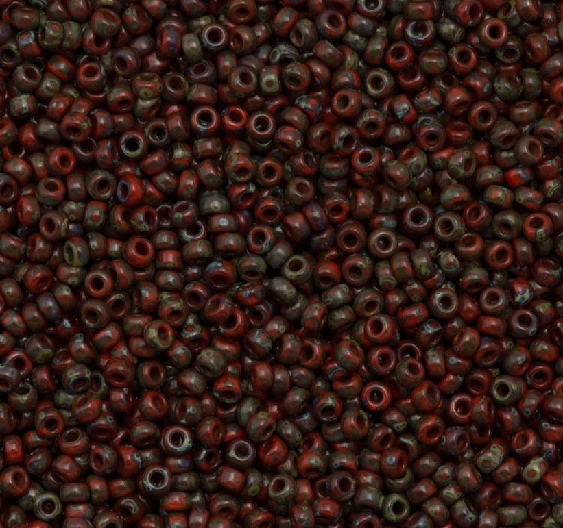 Picasso Opaque Red Miyuki Seed Beads 15/0