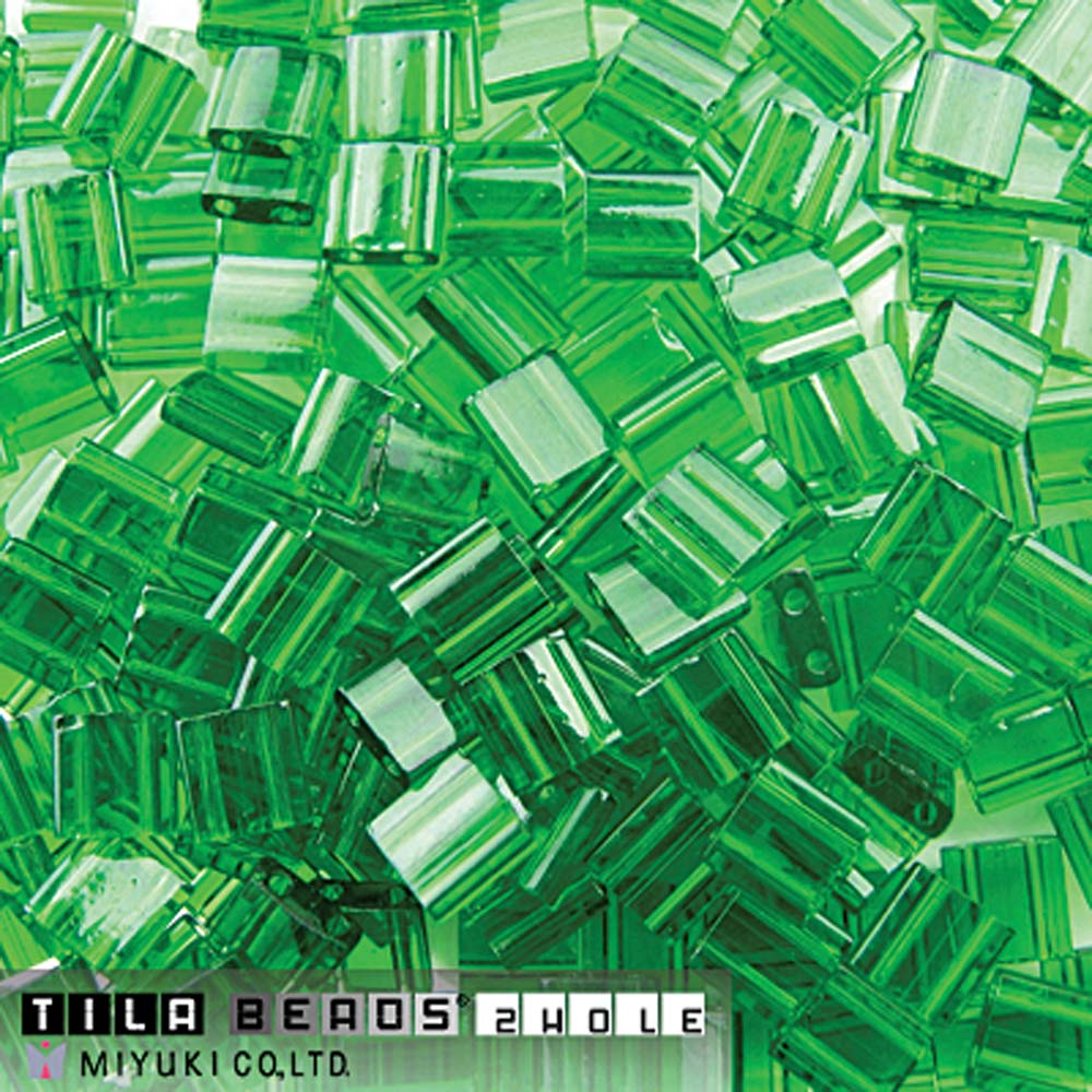 Transparent Green Miyuki Tila Seed Beads - Full Cut
