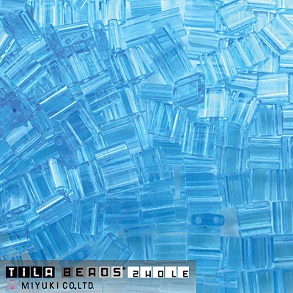 Transparent Light Blue Miyuki Tila Seed Beads - Full Cut