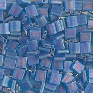 Matte Transparent Capri Blue AB Miyuki Tila Seed Beads - Full Cut