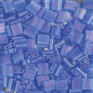 Matte Transparent Sapphire Blue AB Miyuki Tila Seed Beads - Full Cut
