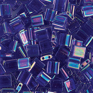 Transparent Cobalt AB Miyuki Tila Seed Beads - Full Cut