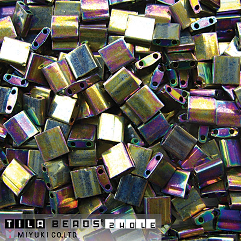 Metallic Purple Gold Iris Miyuki Tila Seed Beads - Full Cut