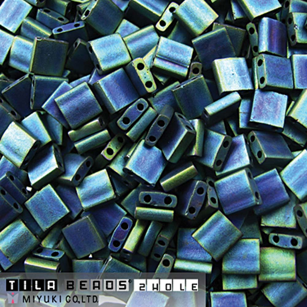 Matte Metallic Blue Green Miyuki Tila Seed Beads - Full Cut