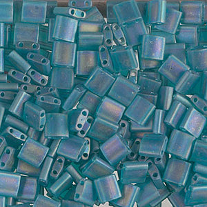 Matte Transparent Teal AB Miyuki Tila Seed Beads - Full Cut