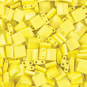 Opaque Yellow AB Miyuki Tila Seed Beads - Full Cut
