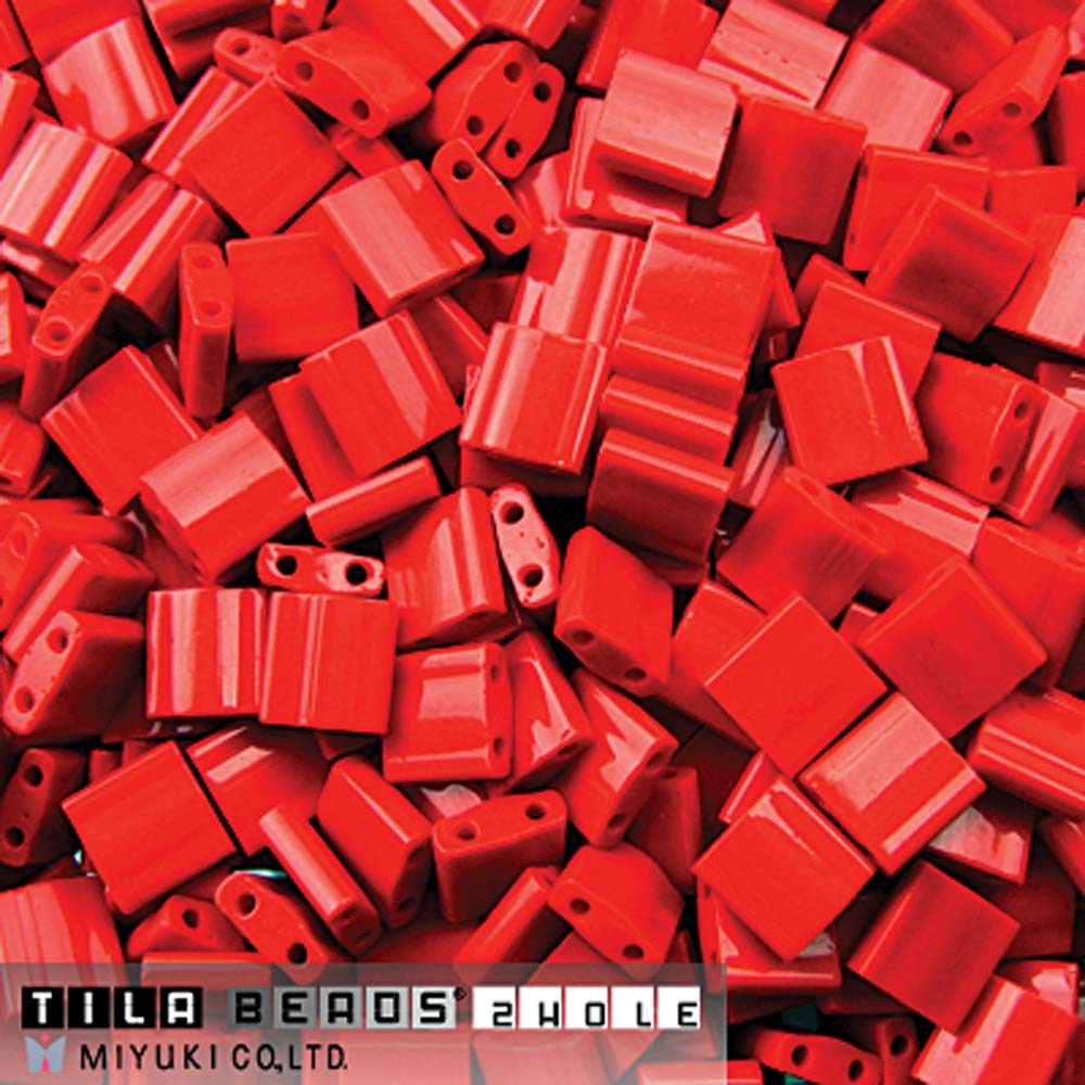 Opaque Red Miyuki Tila Seed Beads - Full Cut