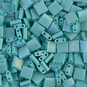 Opaque Turquoise AB Miyuki Tila Seed Beads - Full Cut