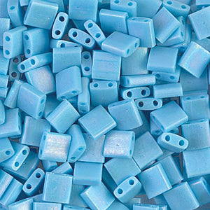 Opaque Turquoise Blue AB Miyuki Tila Seed Beads - Full Cut