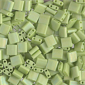 Matte Opaque Chartreuse AB Miyuki Tila Seed Beads - Full Cut
