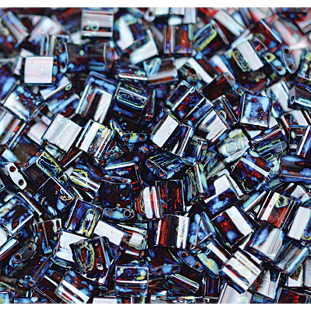 Picasso Garnet Transparent Miyuki Tila Seed Beads - Full Cut