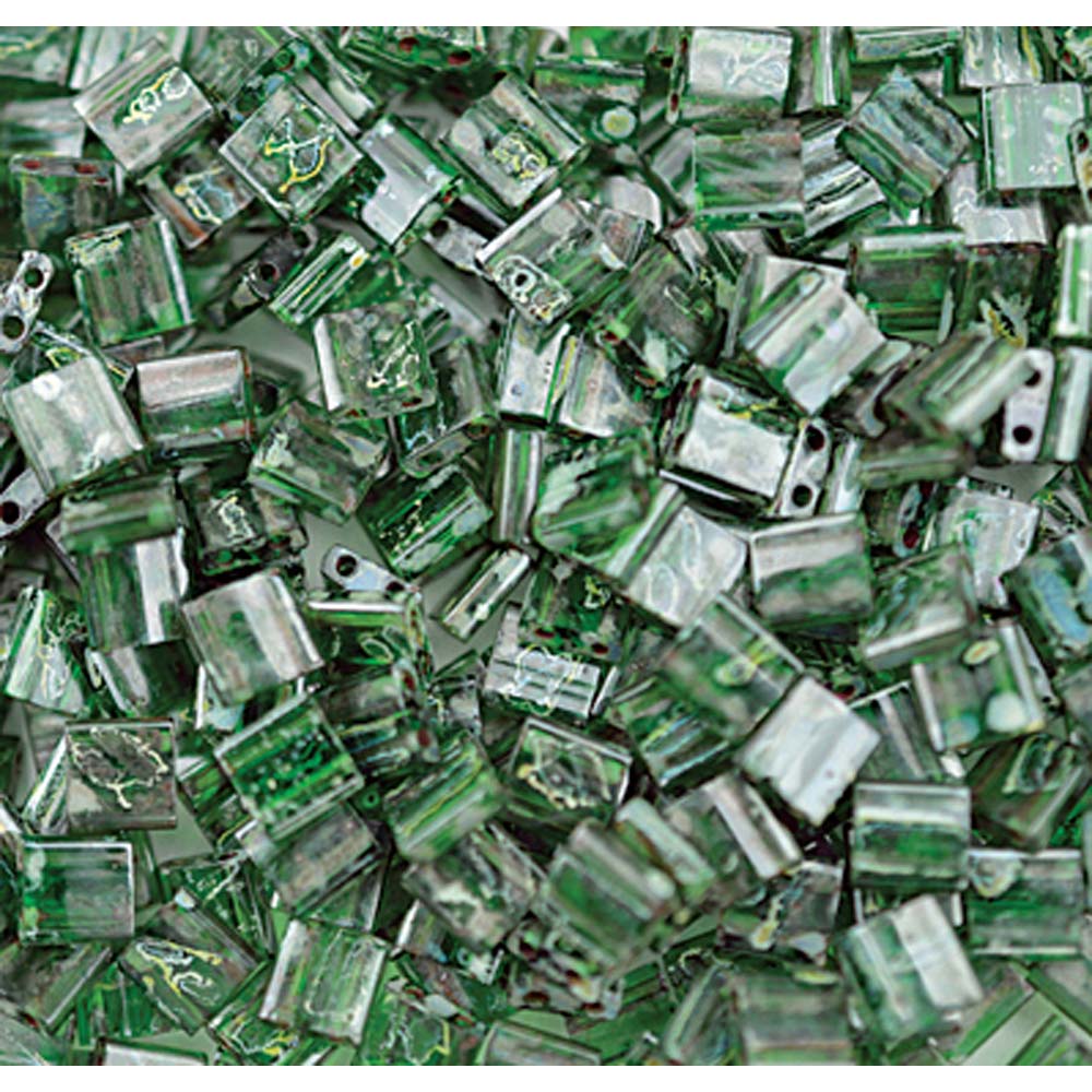 Picasso Transparent Green Miyuki Tila Seed Beads - Full Cut