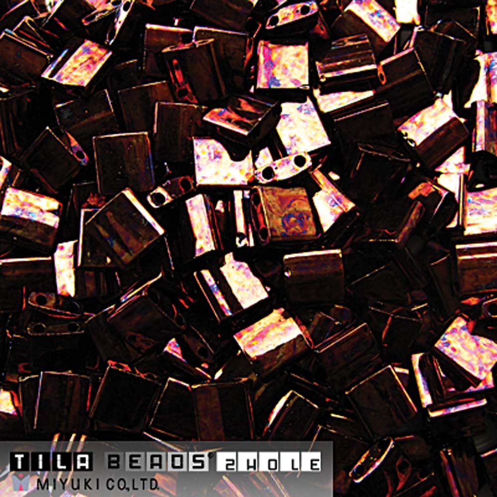 Metallic Dark Raspberry Iris Miyuki Tila Seed Beads - Full Cut