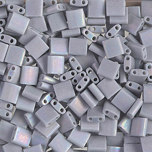 Matte Opaque Gray AB Miyuki Tila Seed Beads - Full Cut