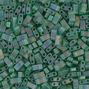 Matte Transparent Green AB Miyuki Tila Seed Beads - Half Cut
