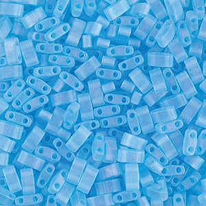 Matte Transparent Aqua AB Miyuki Tila Seed Beads - Half Cut