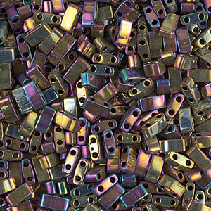 Metallic Purple Gold Iris Miyuki Tila Seed Beads - Half Cut