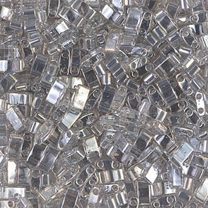 Transparent Silver Gray Gold Luster Miyuki Tila Seed Beads - Half Cut