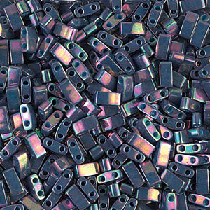 Opaque Purple Gray Rainbow Luster Miyuki Tila Seed Beads - Half Cut