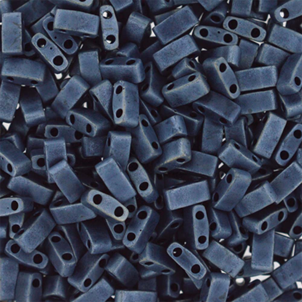 Matte Blue Grey Miyuki Tila Seed Beads - Half Cut