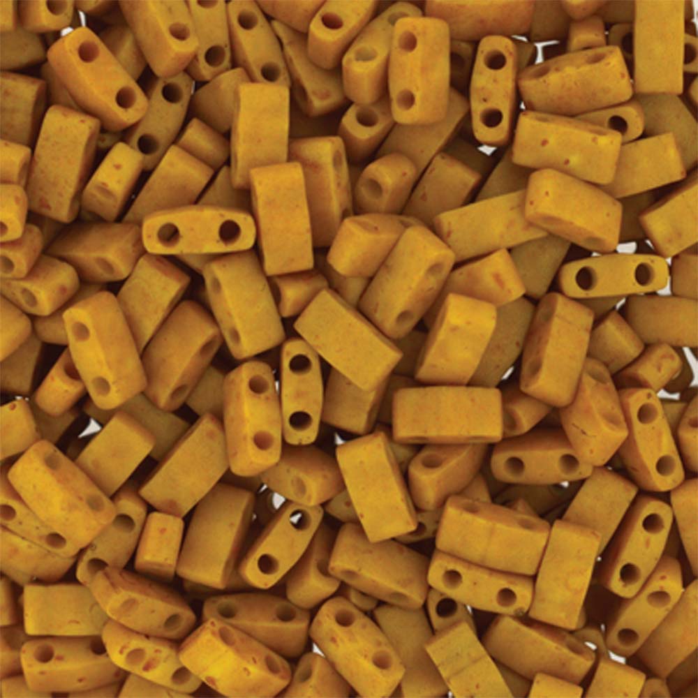 Mustard Miyuki Tila Seed Beads - Half Cut