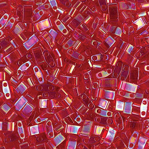 Transparent Red AB Miyuki Tila Seed Beads - Half Cut