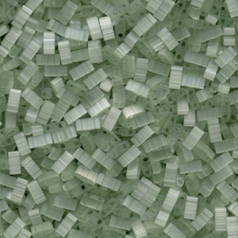 Silk Pale Light Green Miyuki Tila Seed Beads - Half Cut