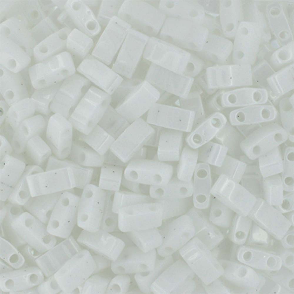 Opaque White Miyuki Tila Seed Beads - Half Cut