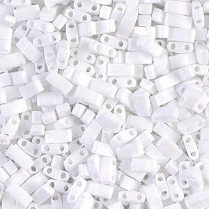 Unicorn Matte White AB Miyuki Tila Seed Beads - Half Cut