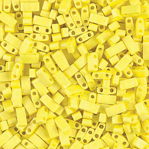 Matte Opaque Yellow AB Miyuki Tila Seed Beads - Half Cut