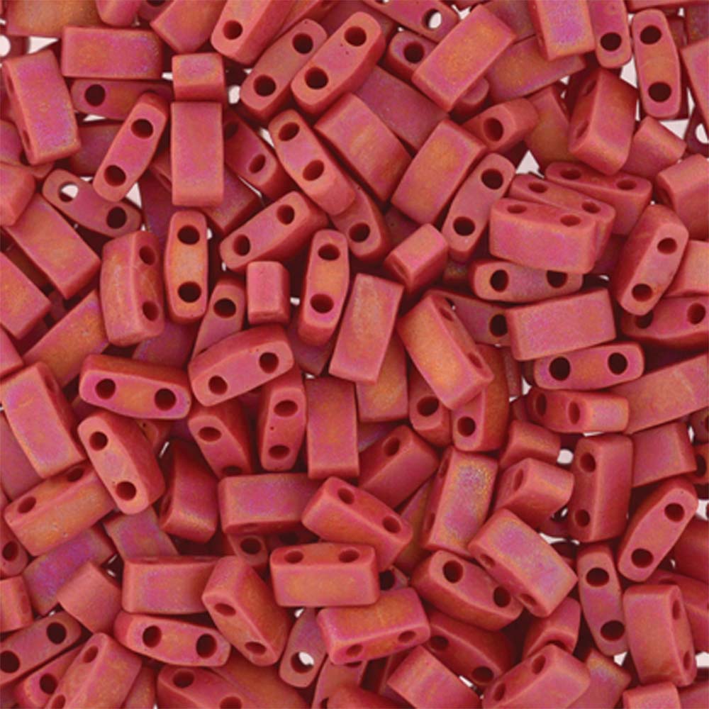 Matte Opaque Red AB Miyuki Tila Seed Beads - Half Cut