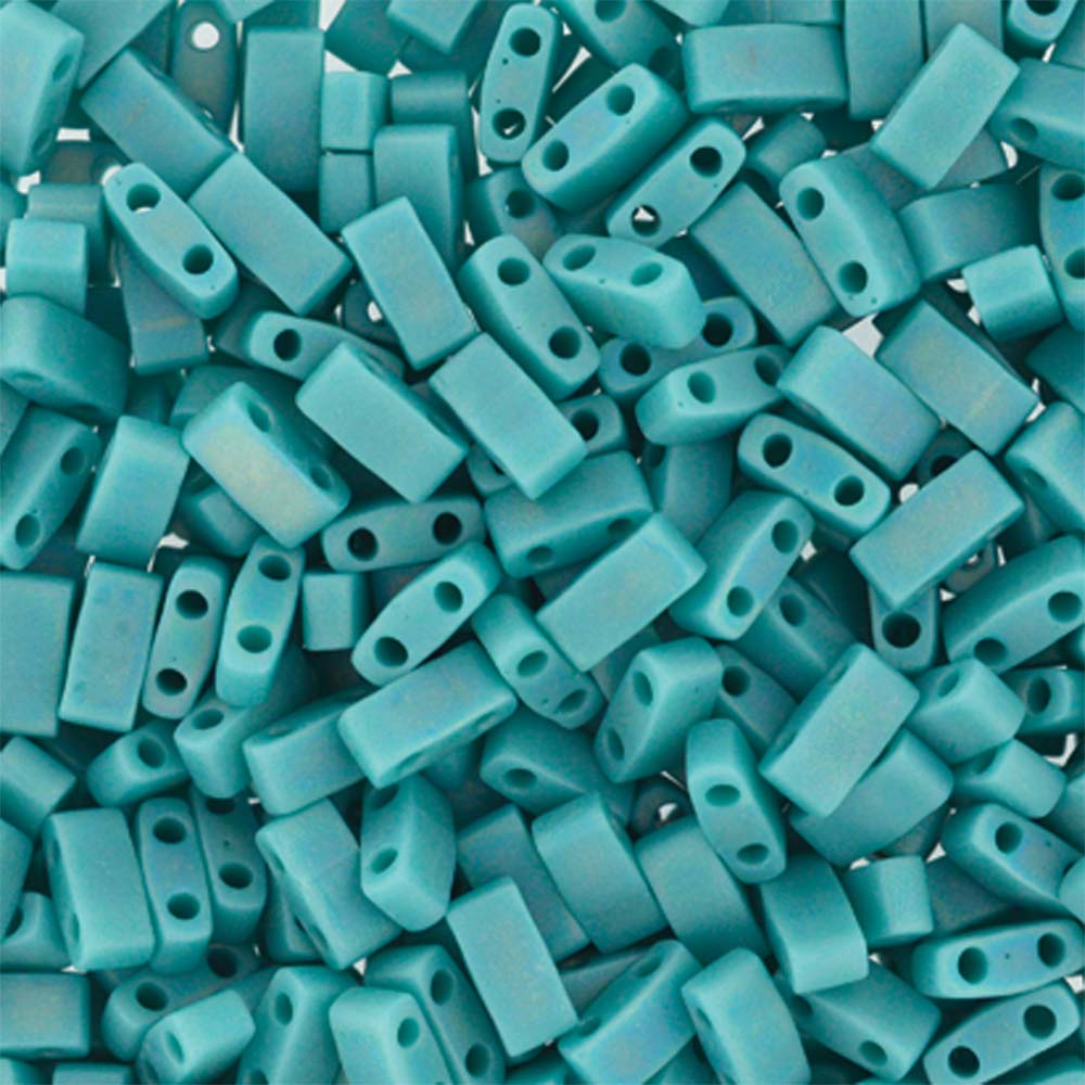 Matte Opaque Turquoise AB Miyuki Tila Seed Beads - Half Cut