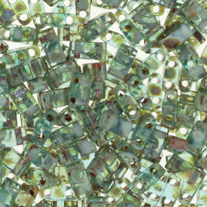 Picasso Olivine Transparent Miyuki Tila Seed Beads - Half Cut