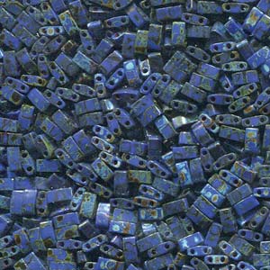 Opaque Cobalt Picasso Miyuki Tila Seed Beads - Half Cut