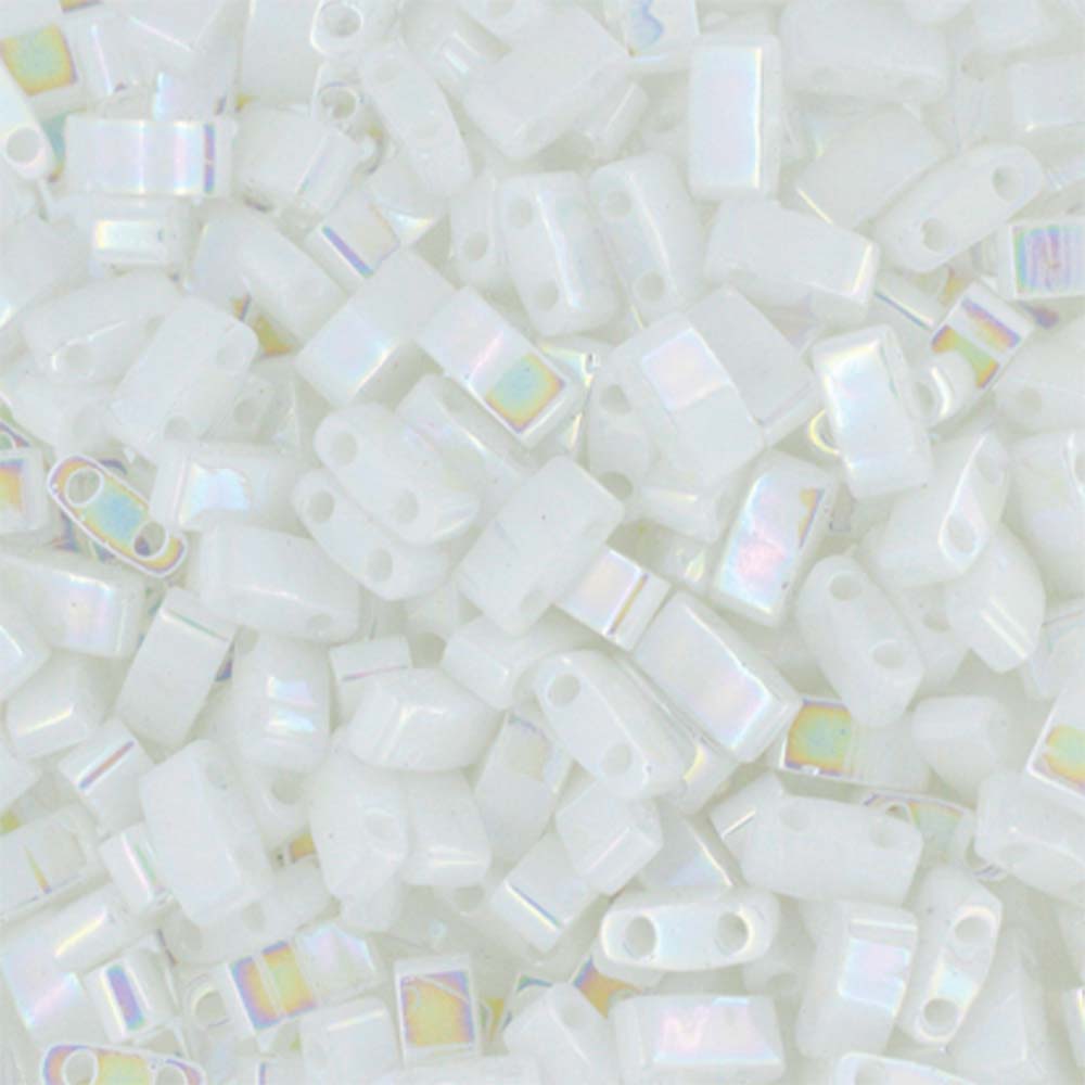 Pearl White Opaque Miyuki Tila Seed Beads - Half Cut